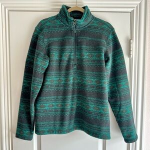 Men's Green Aztec Print Quarter-Zip Fleece Jacket